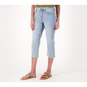 NYDJ Curves 360 Slim Straight Capri Jeans Size 16 Classic Denim Charmed Blue NEW